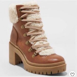 Faux leather winter heel boots size 7.5